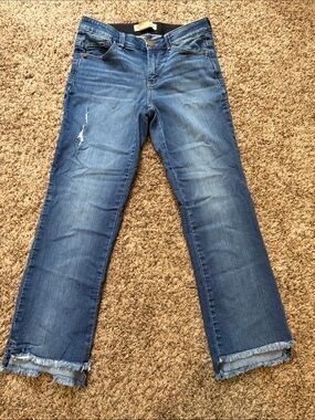 Democracy Distressed Wide-Leg Jeans in Classic Blue